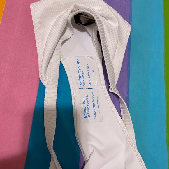 NWT VS High Waist Mini Bikini Bottom White Ribbed Textured Large new with tags - Picture 8 of 9